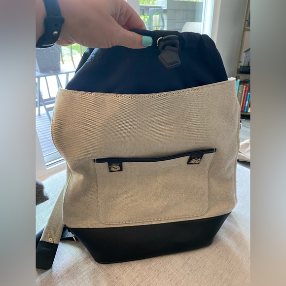 Paravel Upland leather-trimmed canvas Backpack in Domino Black - Picture 7 of 12